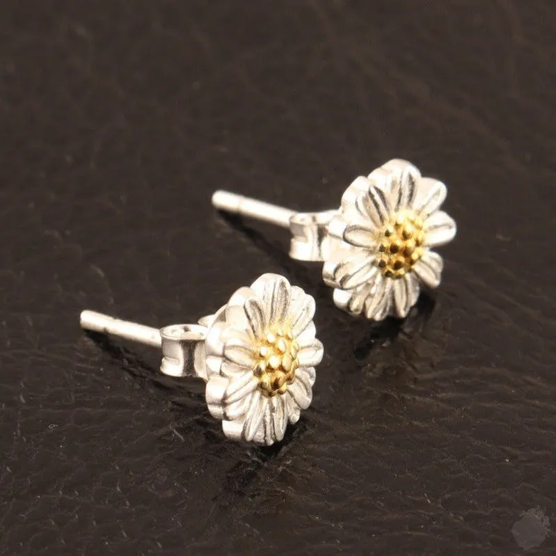 Sterling Silver Daisy Studs Earrings
