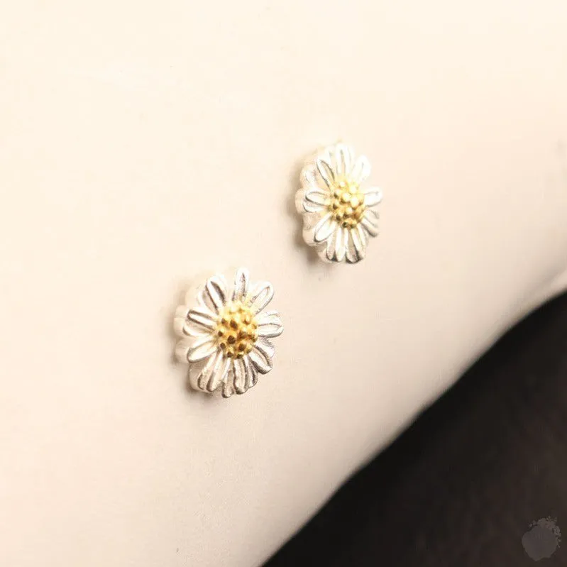 Sterling Silver Daisy Studs Earrings