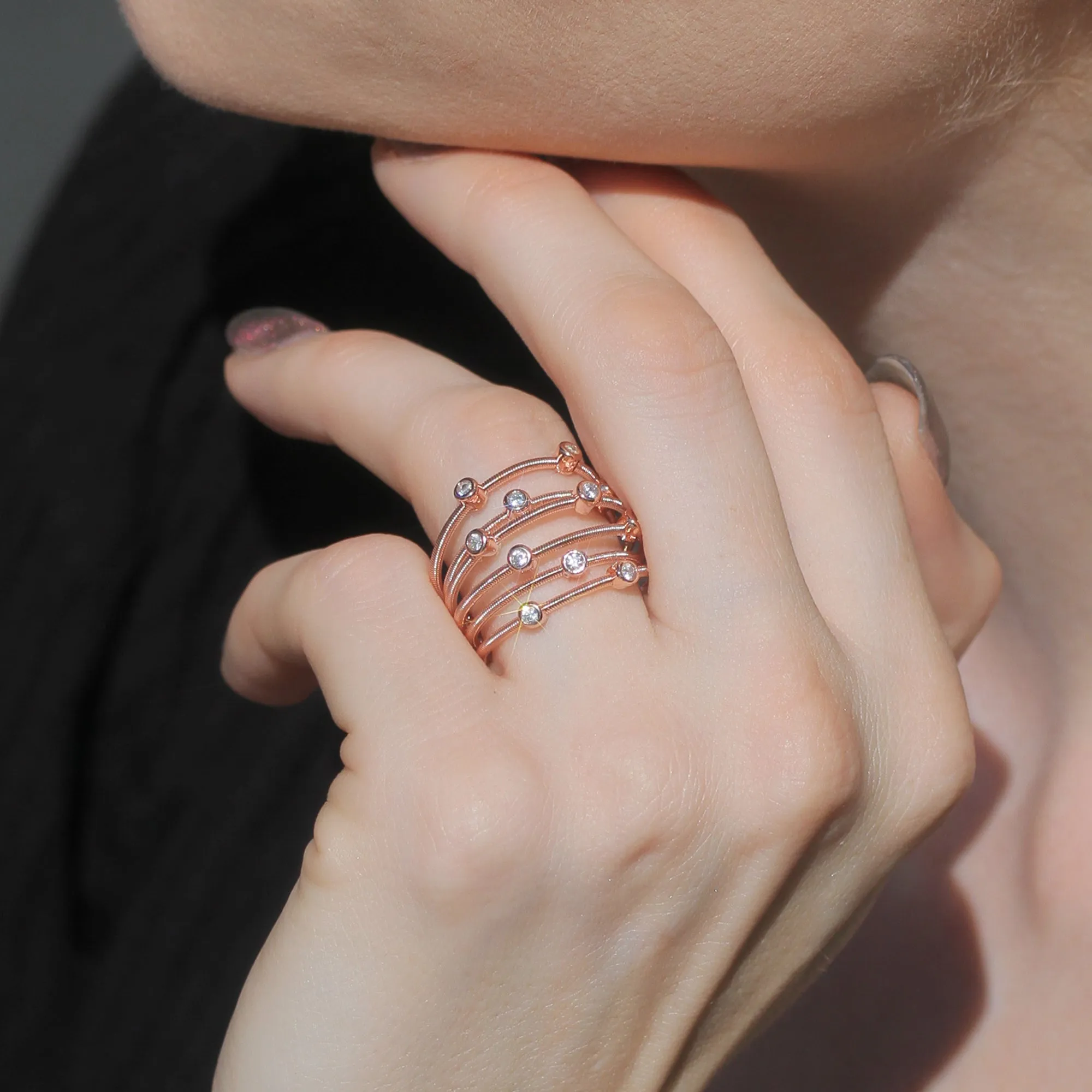 Sterling Silver Lavish Modern Style Wire Design Ring
