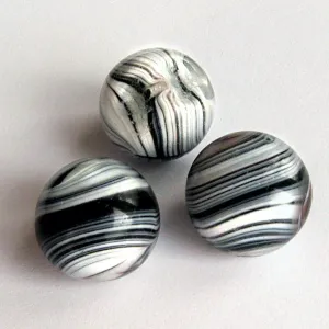 Swirled Black and White Glass Button Bead/Pendant. 15x16mm. Czechoslovakia. Pkg 2. b11-bw-0984