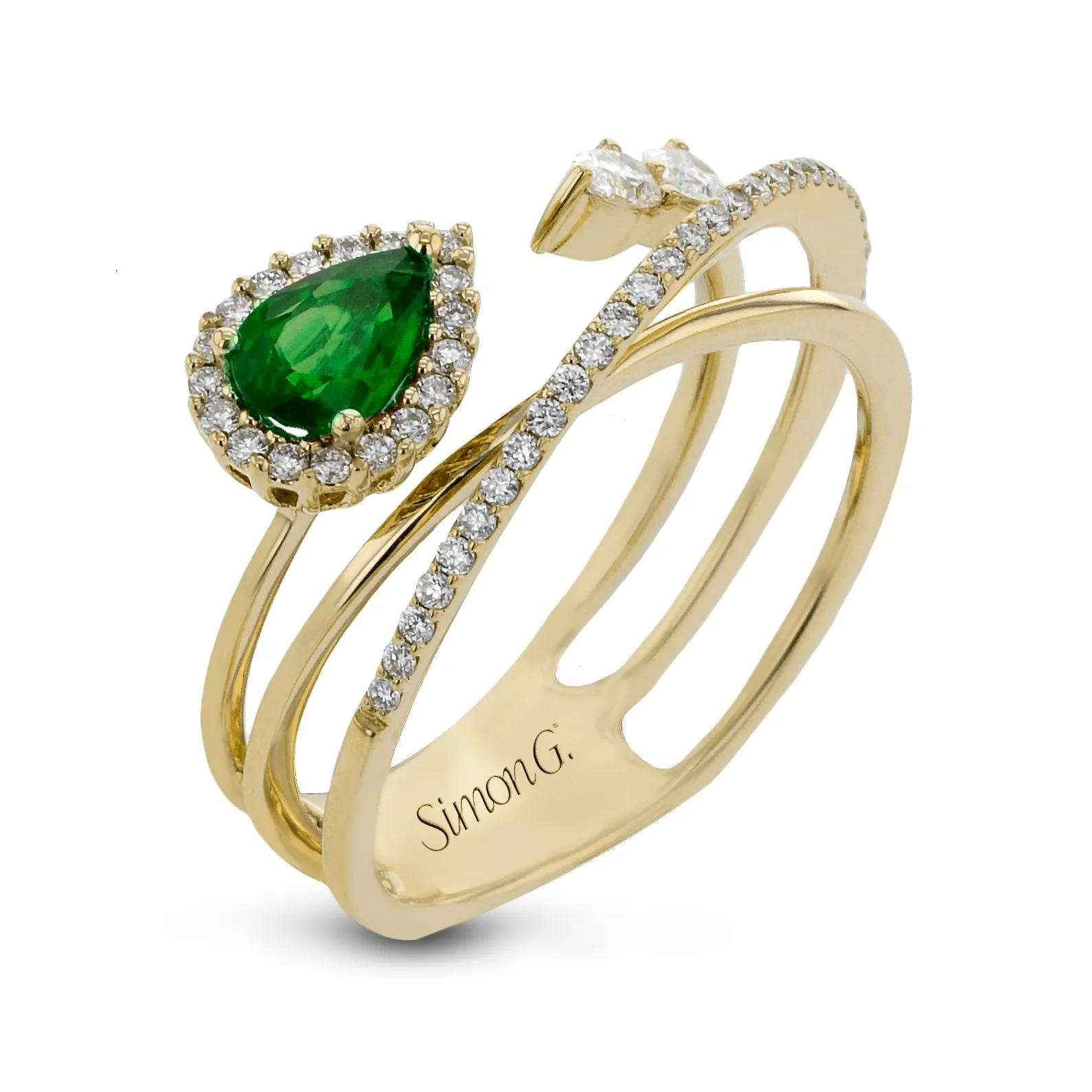 Tempera Color Gemstone Ring In 18k Gold With Diamonds