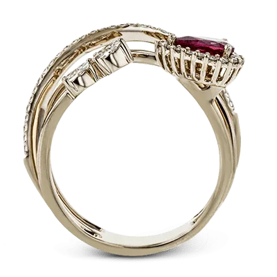 Tempera Color Gemstone Ring In 18k Gold With Diamonds