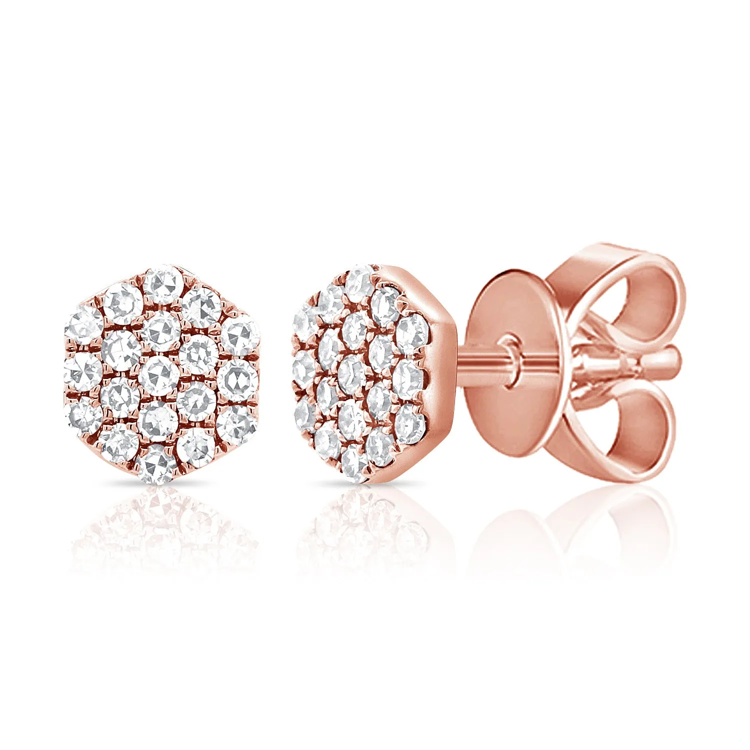 Trendy Pave Diamond Disc Stud Earrings