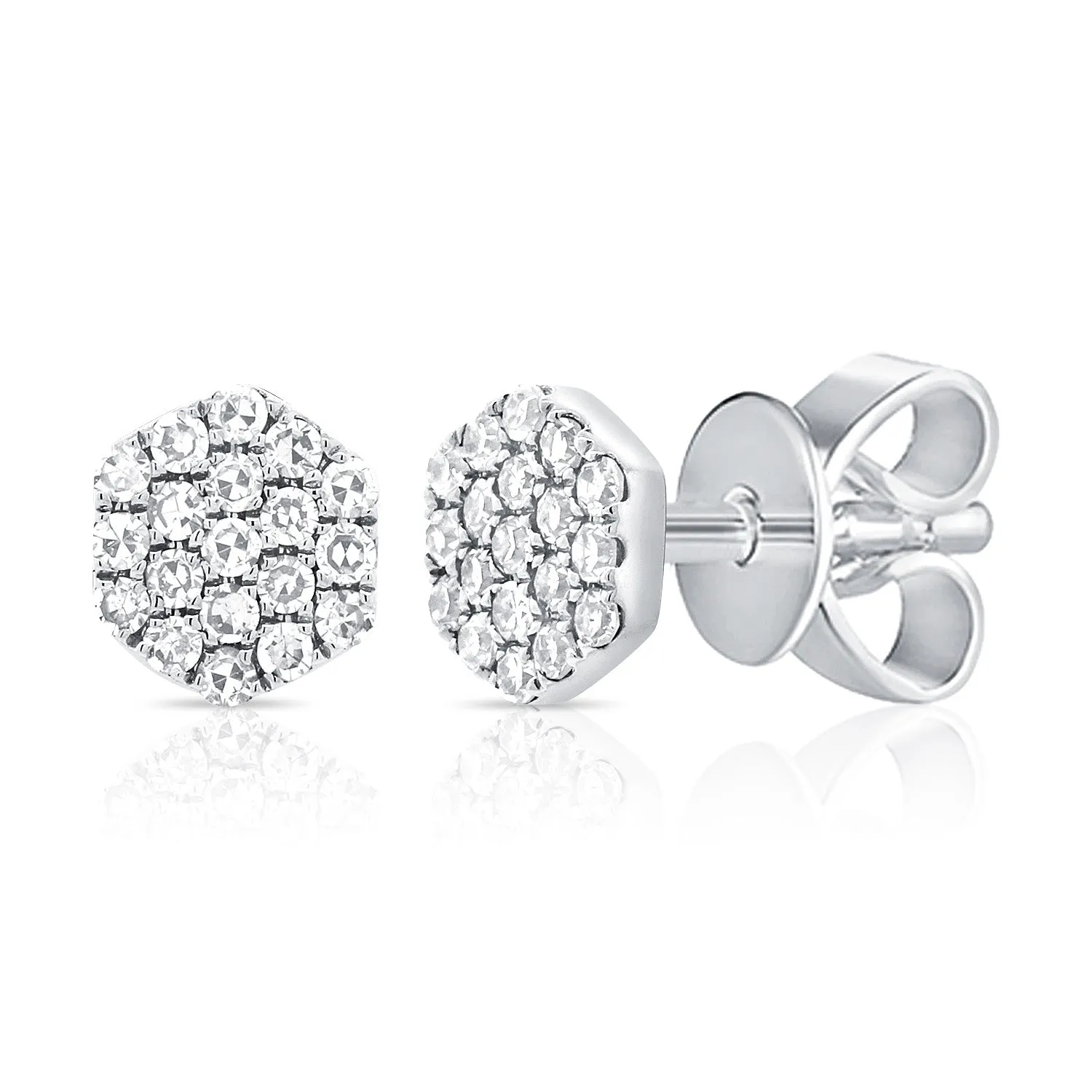 Trendy Pave Diamond Disc Stud Earrings