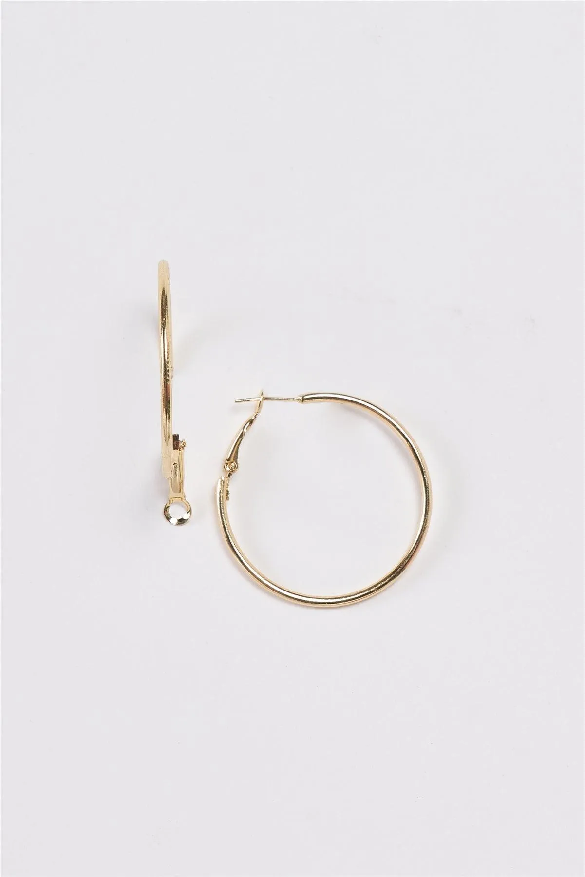 Yellow Gold Plain Minimalistic Round Hoop Earrings